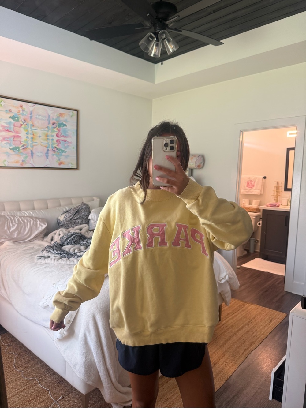 Yellow 'PARKE' Graphic Pullover Sweater L/XL